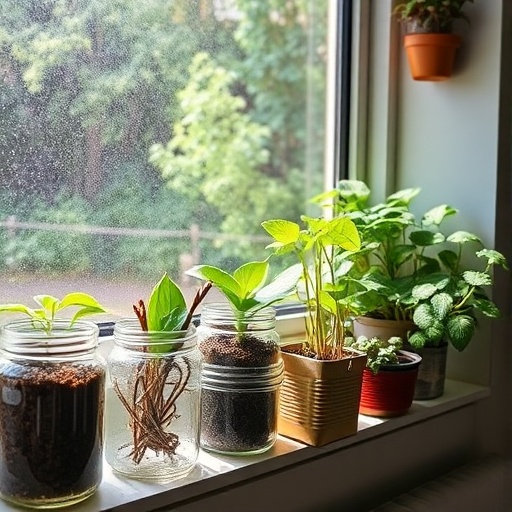 DIY Indoor Herb Garden with Recycled Containers