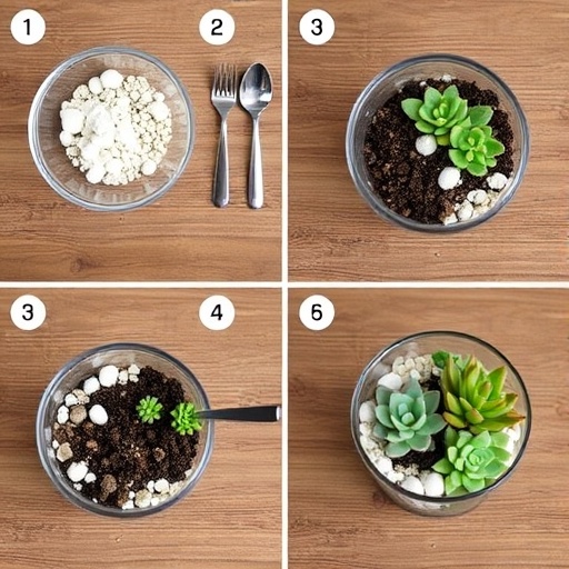 step by step DIY Mini Succulent Terrarium