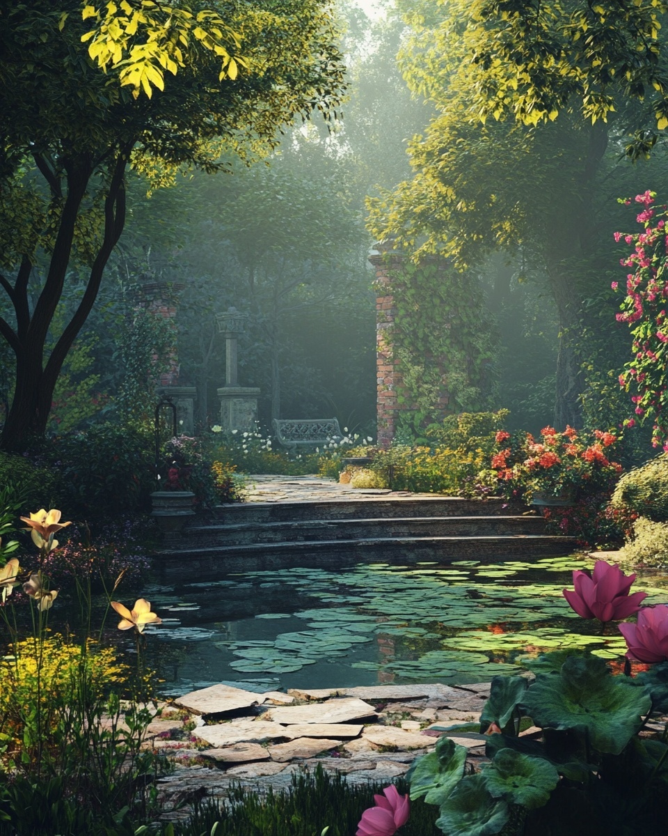 1 Tranquil Garden Scene Serene Outdoor Escape