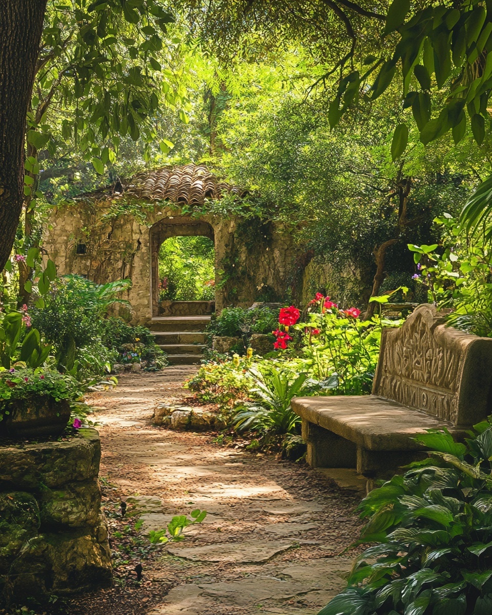 Tranquil Garden Scene: Serene Outdoor Escape